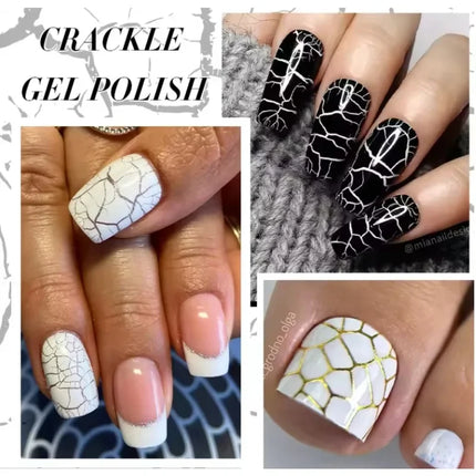 7ml Crackle Gel Nail Polish Cracking Nail Gel Quick Dry Nail Art Varnishes Hybrid Semi Permanent Soak Off Base Top Coat tool