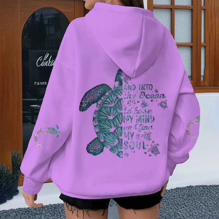 Turtle Vintage Hoodies "And Into The Ocean I Go" Women Men Turtle Lovers Gifts Sweatshirts Spring Long Sleeve Animal Hoodie