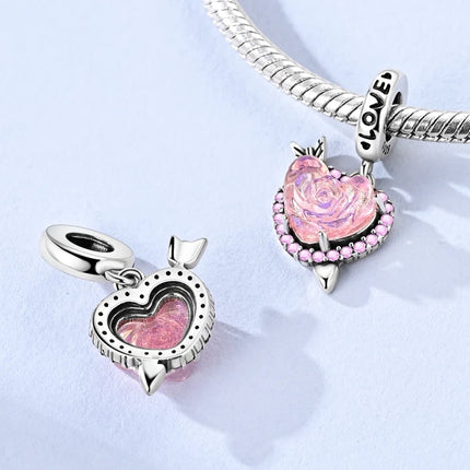 Silver 925 Charm Bead Rose Heart Pandent Butterfly Orchid Clasp Clip Fit Original Bracelet Pendnat Diy For Woman Jewelry