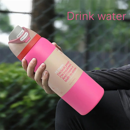 New Iced Bottle Water Bottle Stainless Steel Thermos Cup Cold Straw Iced Coffee Mug Sports Kidsren's Water Cup 24Oz
