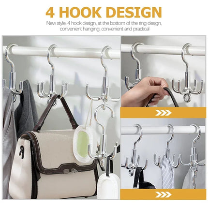 1/2pcs Multifunctional Rotating Clothes Hook Punch Free 4 Claws Rotation Coat Hanger Belt Organizer Scarf Storage Rack Wardrobe