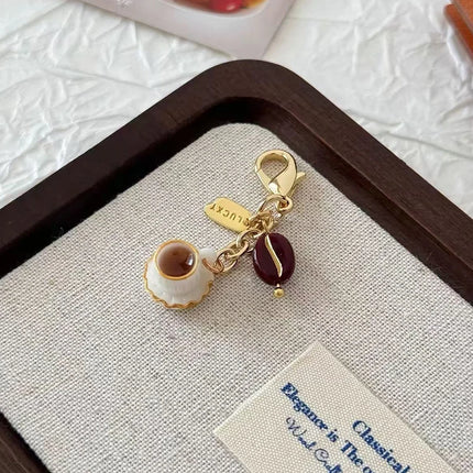 1PC Creative Unique Doughnut Bread Coffee Phone Charm Strap Pendant Lanyard Simulated Food Toys Keychain Bag Accessories Gift