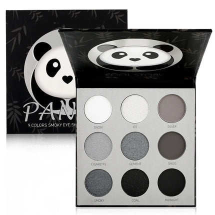 9 Color Eyeshadow Palette Panda Punk Metal Dark Grey Matte Smoky Eyes Makeup Palette Long Lasting Highly Pigmented Waterproof