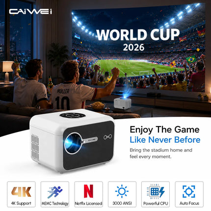 CAIWEI A6L Beam Projector 4K Full HD 1080P Home theater 3000 ANSI Auto Focus WiFi6 Smart Led Video Projectors Portable with MEMC