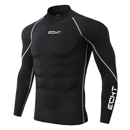 Men's Workout Compression Shirt Turtleneck Long Sleeve Rash Guard Gym Base Layer Athletic Undershirt Gear Sports Shirt