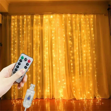 USB Curtain String LampParty Birthday Wall Decoration Garland Wedding Fairy Light 3/6M LED 8 Mode Christmas Light Holiday Decor