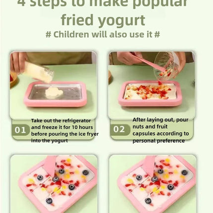 Fried Yogurt Machine Home Small Children's Frying Ice Machine Homemade DIY Ice Cream Machine Plug-in-free Smoothie Frying Plate
