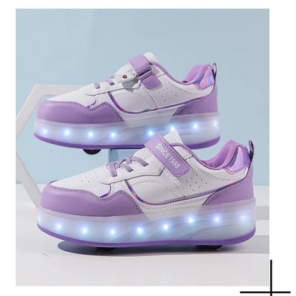 Roller Skate Shoes Kids Boys Girls Flashing Light 4 Wheel Roller Shoes Led Light Luminous Sneakers Outdoor Casual Shoes Children