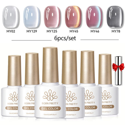 BORN PRETTY Cat Magnetic Moonlight Gel Nail Polish Set 10ml Sparking White Silver Water-light Soak Off UV Gel Nail Art Manicure