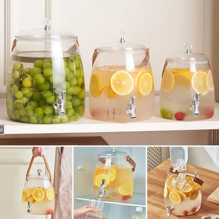 3/5/9L Large Capacity Summer Cold Water Kettle Refrigerator with Tap Beverage Juice Bucket Drink Dispensers Clear