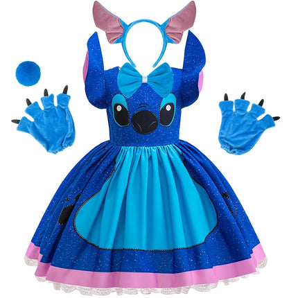 Disney Lilo&Stitch Girls Role Playing Dress Disneyland Travel Stitch Movie Hawaii Costume Frock Halloween Lilo Vestidos Frock