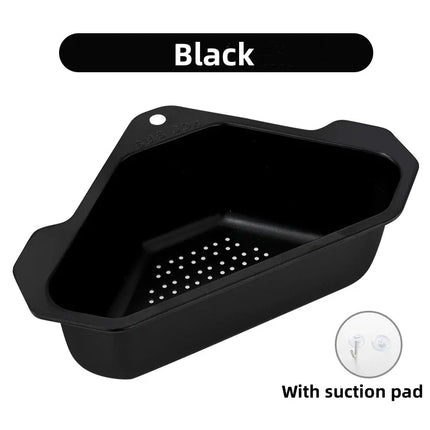 Stainless Steel Triangle Drain Basket Kitchen Sink Filter Shelf Fruit Vegetable Drainer Storage Rack Basket Bar with Suction Cup