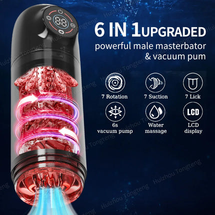 Automatic Male Masturbator Cup 7 Sucking Rotating Licking Modes Pocket Pussy Stroker Blowjob Penis Pump Sex Toys For Men
