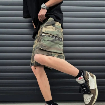 Loose Baggy Big Size Elastic Waist Wide Short Pants for Men Mens Cargo Shorts Camouflage Oversize with Draw String Camo Elegant