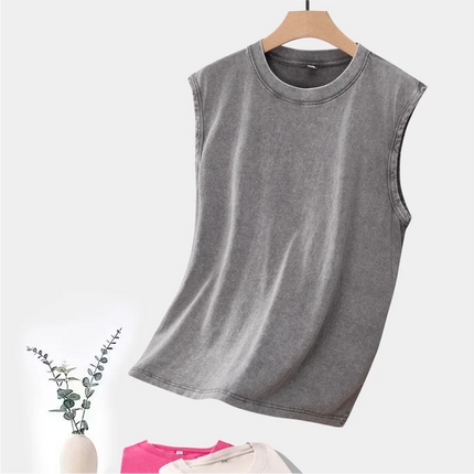 Customized Vest Free Printing Logo Images Vintage Washed T-shirts Waistcoat Clothes 100% Cotton Cultural Shirts Singlet Tank Top
