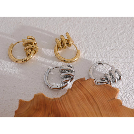 Yhpup Stainless Steel Twisted Hoop Earrings for Women Waterproof PVD Gold Plated Fashion Geometric Metal Jewelry Aretes De Mujer
