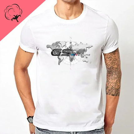 Motorcycle O-Neck Printed T-Shirt Short Sleeve Cotton Tee Case for R1200GS R1250 GS Adventure TShirt Overlander Ride Travel Tops