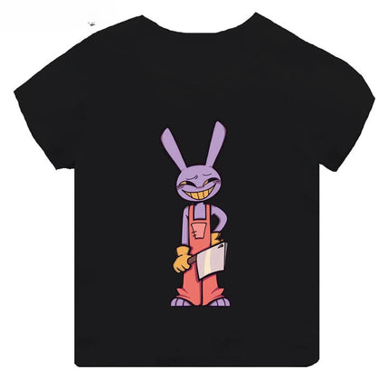Hot Sale The Amazing Digital Circus Print Kids T-shirt Girls Clothes Baby Boys Black Short Sleeve Cotton T Shirt Children Tops