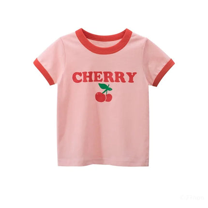 2025 Summer 2-8 Years Kids Girl Shorts Sleeve T-shirts Printed Little Girl Top Baby Girl T Shirts Children Toddler Girl Clothes