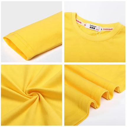 Childrens Spring Autumn T-shirt Human Pyramid Cat Cartoon Shirt Boys Girls Long Sleeved Top Cotton Clothing