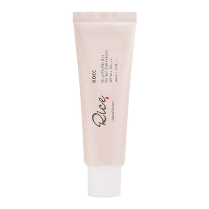50ml KOEC Rice Probiotics Relief Sunscreen SPF50+ PA+++ Soothing Moisturizing Lightweight Non-Sticky Texture Natural Essence