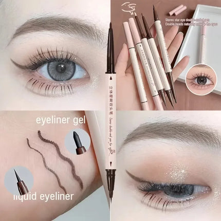 Double Head Eyeliner Pen Very Fine Tip Lying Silkworm Eye Brightening Waterproof And Durable Not Easy To Halo Dye Natural Makeup