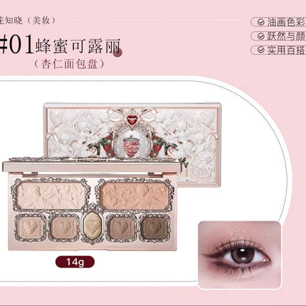 Flower Knows Strawberry Cupid Collection Matte Glitter Shimmer Eyeshadow Face Palette Highlight Blush Longlasting Makeup Palette
