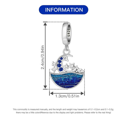 Orstarry Charm Silver 925 Beads Blue Series Fit Bracelet Charms DIY Original Fashion Pendants For Women Jewelry Trendy Gifts