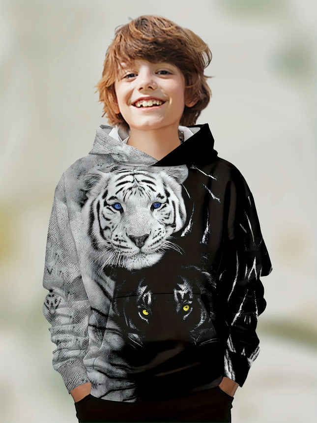 Kids Clothes Boys Hoodies Long Sleeve 3D Tigers Print Children Spring Fall Clothes Casual Outdoor Stylish Boy Girl Clothes Tops