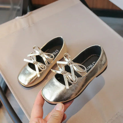Kids Dance Performance Shoes Square Black Solid Color Girls Princess Shoe with Double Bow 2024 New Girls Leather Shoes Soft Sole