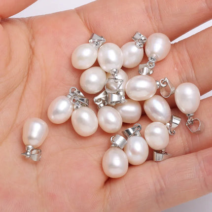 Natural Freshwater Pearl Pendant Rice Shape Exquisite charms for Jewelry Making DIY women's elegant Necklace Accessories