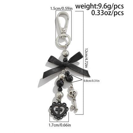 Cute Anti Loss Keychain Y2K Fashion Creamy Style Sweet Bag Small Pendant Fresh Butterfly Bow Pink Star Beaded Buckle Decoration