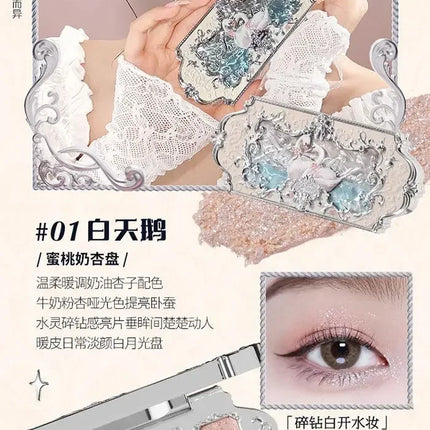 Flower Knows Swan Ballet Series Makeup 6 Color Eyeshadow Palette Matte Pearl Face Palette Glitter Palette Cosmetics