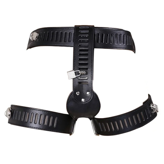 Leather Chastity Belt, Strapon Dildo Harness Underwear, Strap-on Anal Plug Butt Panties, Sex Toys For Women Men