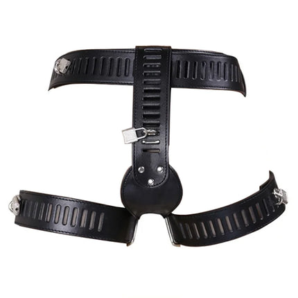 Leather Chastity Belt,Strapon Dildo Harness Underwear,Strap-on Anal Plug Butt Panties,Sex Toys For Women Men