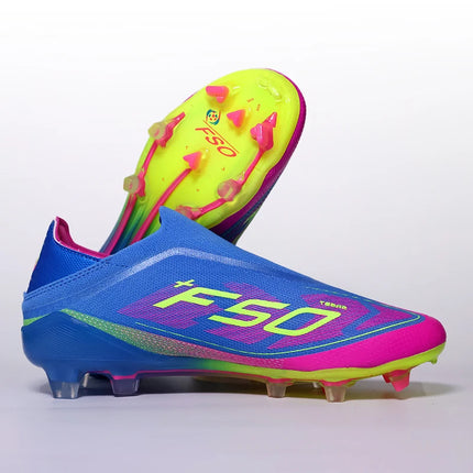 Without-Lace Non Slip Football Shoes Pro Mens Football Boots Youth FG/TF F50+ Training Studded Fast Soccer Shoes for Man