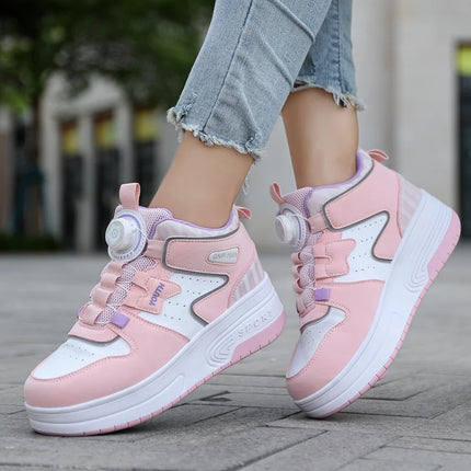 2Wheels Roller Skate Children Shoes Sneakers For Kids Boys Girls Sports Running Outdoor Adult Casual Women Tennis Size 31-42