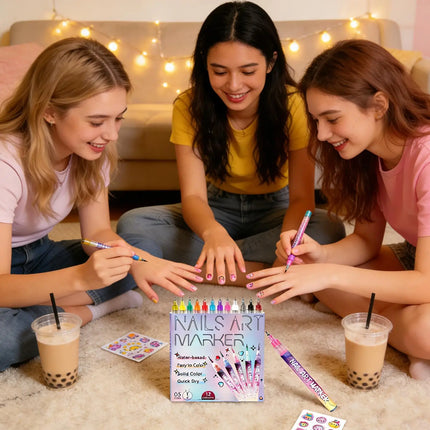 12 Color Nails Art Pens Drawing Painting Point Liner Graffiti Nail Polish Acrylic Painted Pen Kit NailArt Beauty Manicure Tools