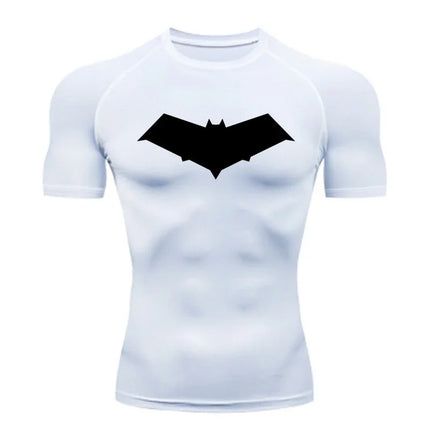 Summer Casual Run Compression T-Shirt Men Tops Bat Print Quick-Dry Fitness Gym Sportswear MMA Rashguard Jersey Workout Tee Male