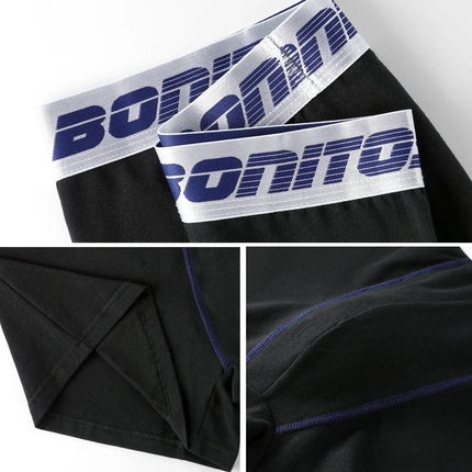 8pcs Black Men's Panties Shorts BONITOS Letter Elastic Waistband Boxer Briefs Cotton Underwear For Man Boxers Men Underpants