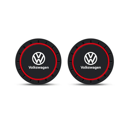 New 2pcs Car Coaster Mats Water Cup Non-slip Pads For Volkswagen GOLF 5 Tiguan Polo Golf 6 Golf 7 Jetta Accessories