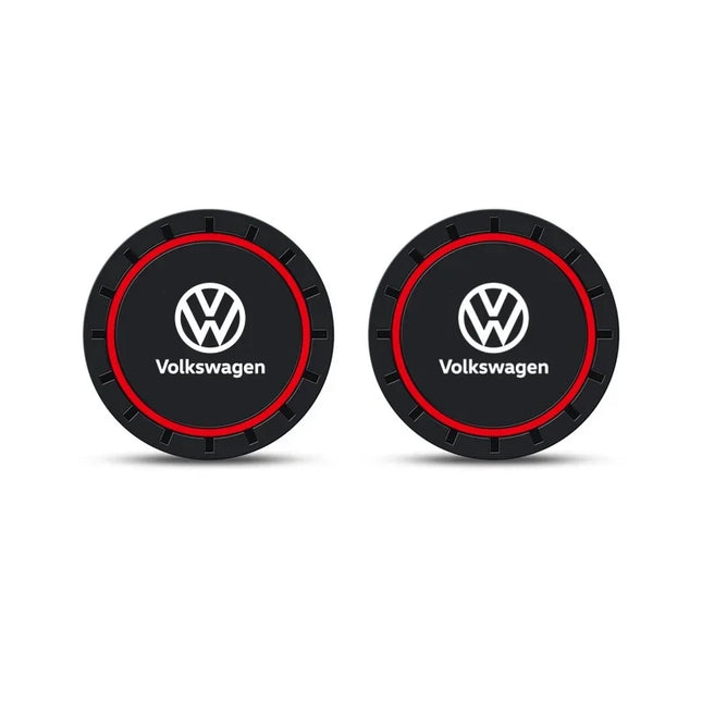 New 2pcs Car Coaster Mats Water Cup Non-slip Pads For Volkswagen GOLF 5 Tiguan Polo Golf 6 Golf 7 Jetta Accessories
