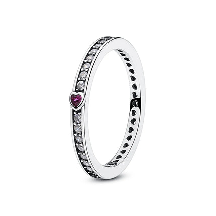 Original 925 Sterling Silver Ring Love Heart Pave CZ Crystal Stackable Rings For Women Wedding Engagement Birthday Gift Jewelry