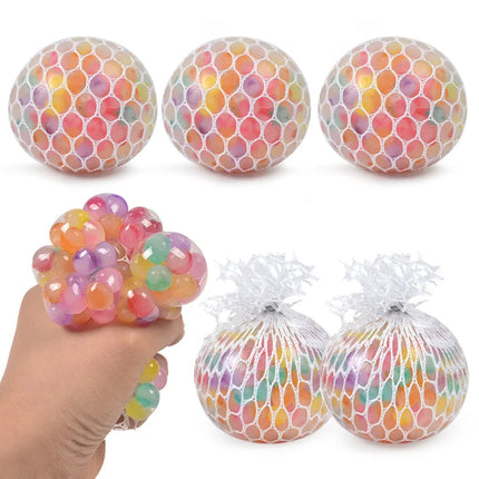Rainbow Bead Stress Ball Squishy Balls Fidget for Adults Stress Relief Sensory Sticky Balls Squeeze Balls Party Favors & Gifts