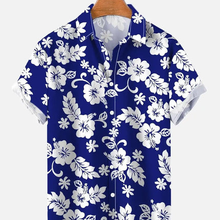 Men's casual shirt plant printed summer clothing Hawaiian short sleeved 2023 medieval vintage beach vacation top