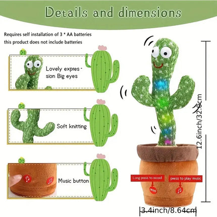New Dancing Talking Cactus Toys For Baby Boys And Girls, Singing Mimicking Recording Repeating What You Say Sunny Cactus Up Plus