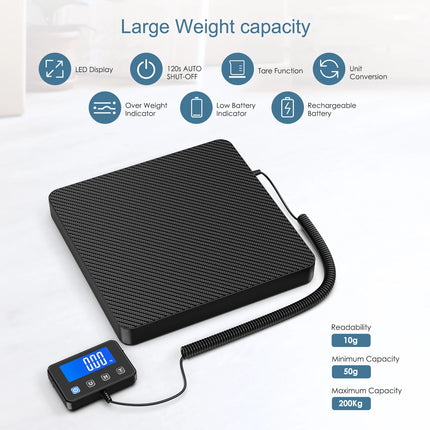 AMIR Postal Scale 200Kg/440lb Digital Shipping Scale Luggage Scales for Mail, Warehouse, Home