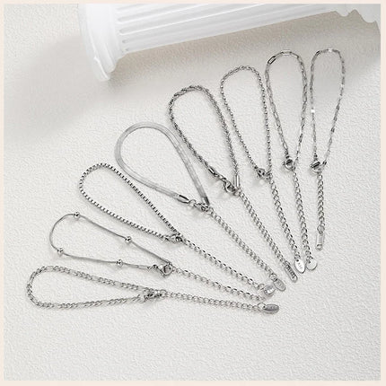 Women Chain Bracelet Silver Color, Stainless Steel Link Stackable Bracelets, Layered Fashion Accessories Gifts