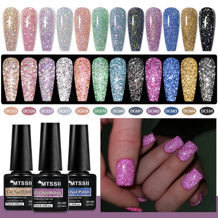 8/12pcs Glitter Gel Nail Polish Set Sparkling Glitter Semi Permanent Soak Off UV Gel Varnish Manicure With Box DIY Nail Supplies