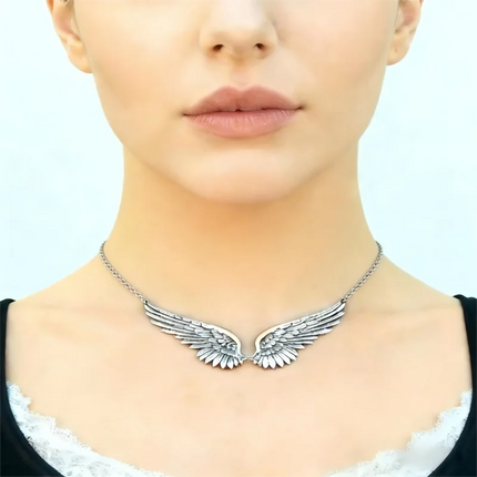 Vintage Angel Wing Choker, Boho Statement Necklace, Feather Bib Collar for Women, Festival Wedding Jewelry